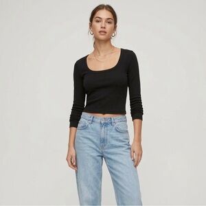 Aritzia Sunday Best Scoop Neck Long-Sleeve Cropped Length